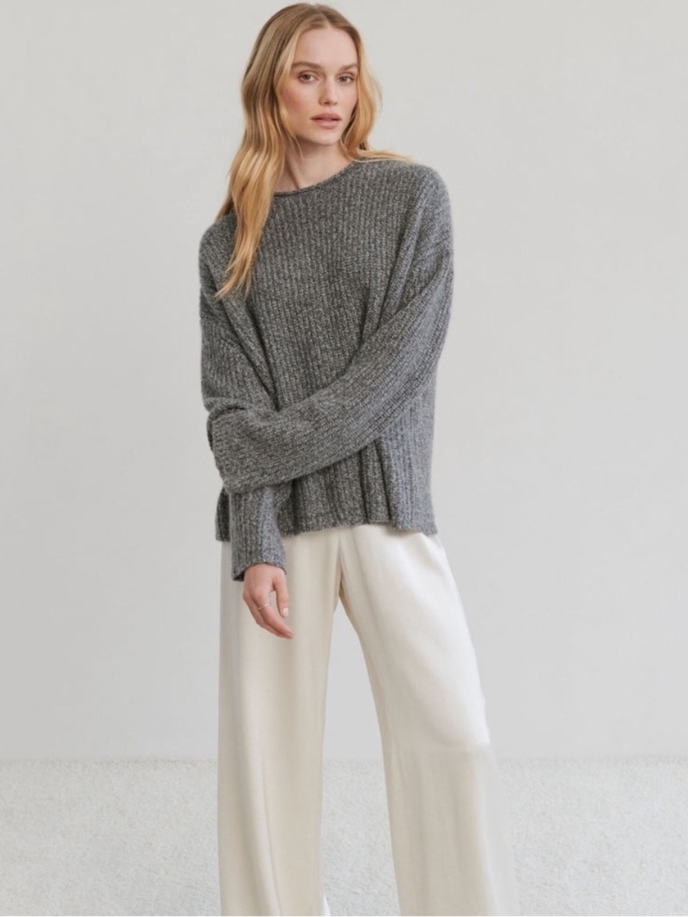 JENNI KAYNE Ranch Fisherman Gray Sweater XL
